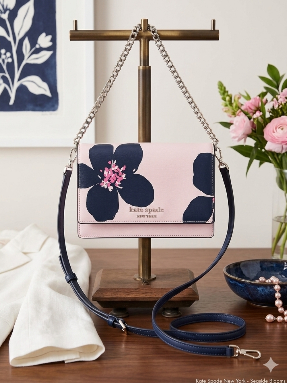 KATE SPADE WOMEN'S‎ CAMERON NWOT CONVERTIBLE LARGE FLOWER CROSSBODY BAG